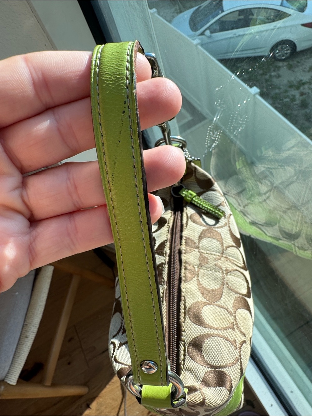 Coach Signature Jacquard Shoulder Bag Lime Green Rare Colorway Y2K - Picture 5 of 9